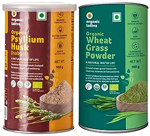 Organic Tattva Organic – Psyllium Husk 100G Wheat Grass Powder 100G