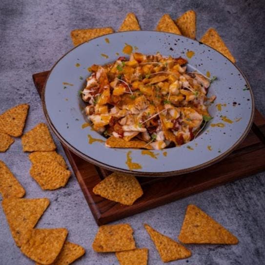Cheese and Chicken Loaded Nachos