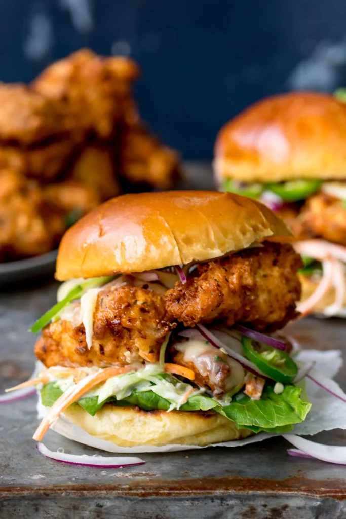 Peri Peri Pulled Chicken Burger With Honey Mustard Slaw