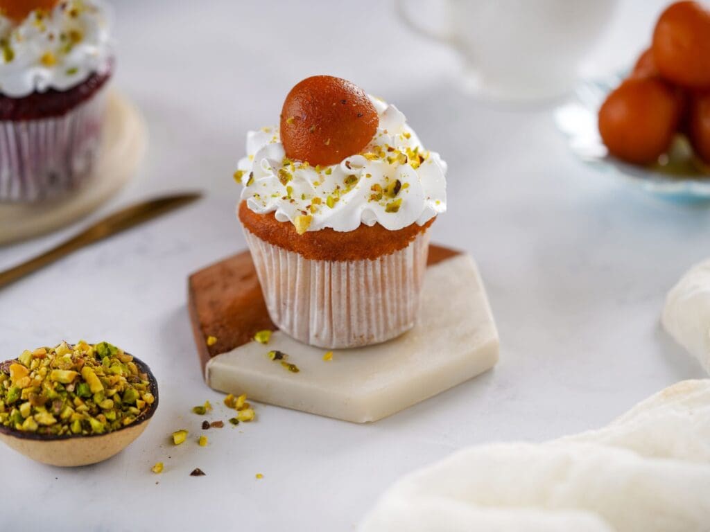 Gulab Jamun Vanilla Cupcake