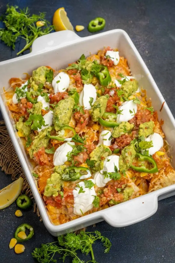 Loaded Nachos With Salsa And Refried Beans & Sour Cream