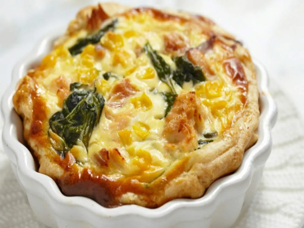 Spinach And Corn Quiche & Salad