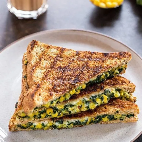 Corn And Spinach Sandwich