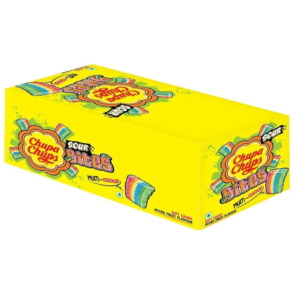 Chupa Chups Sour Bites Mixed Fruit Flavour Soft Chewy Toffee