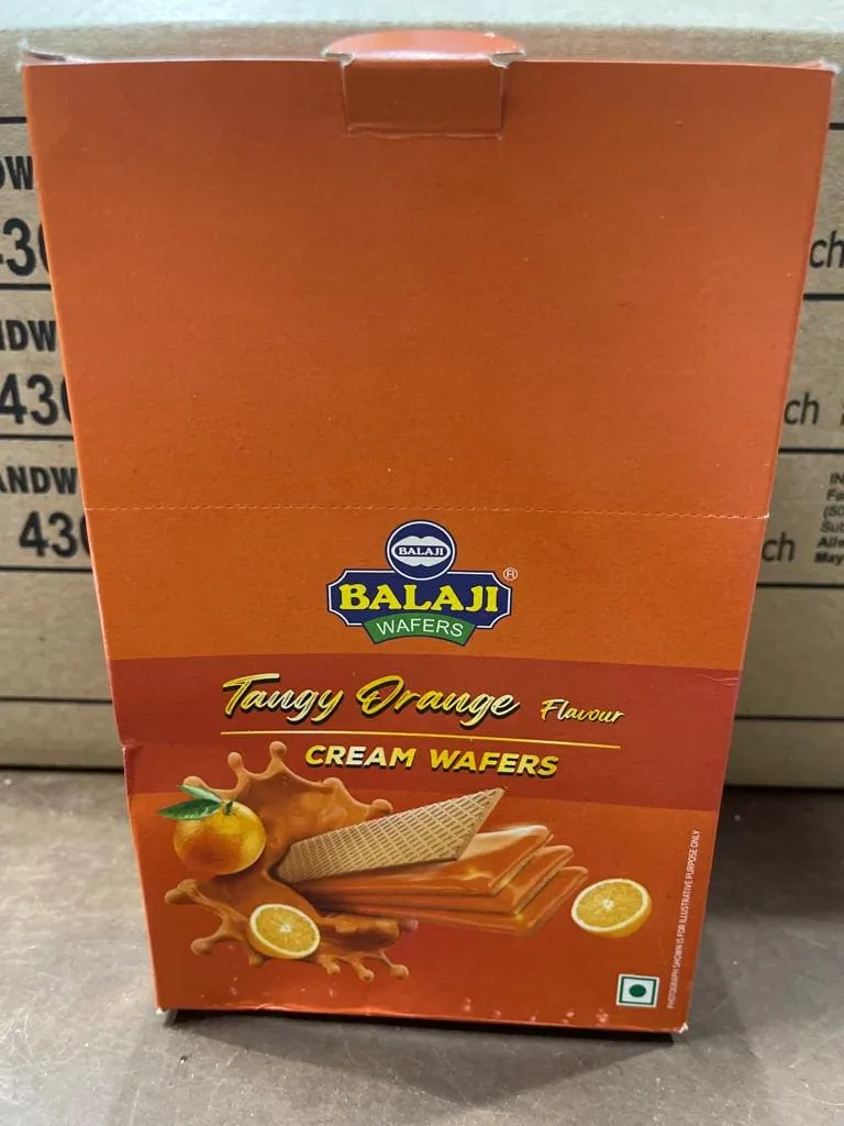 Balaji Wafer Tangy Orange Cream Wafer Box