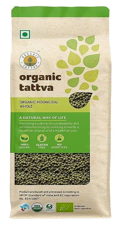 Organic Tattva Organic Green Moong – Whole- Sabut