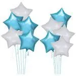Star Foil Balloons – 12 Inch For Decorations White and Blue