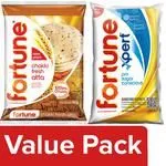 Fortune Chakki Fresh Atta 5 kg + Xpert Pro Sugar Conscious Edible Oil 1 L Pouch