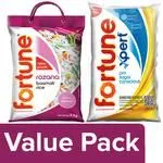 Fortune Fortune Rozana Basmati Rice 5 kg with Xpert Pro Sugar Conscious Edible Oil 1 L