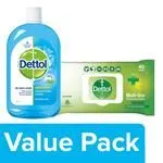 Dettol Disinfectant Skin and Surface Wipes Original 40 Count with Menthol Cool 500 ml