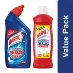 Harpic Disinfectant Toilet Cleaner LiquidOriginal with Bathroom CleanerLemon Each 500ml