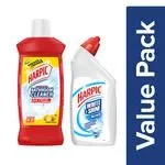 Harpic Bathroom Cleaner Liquid Lemon 1 L with Toilet Cleaner Bleach 500 ml
