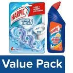Harpic Power Plus Disinfectant Toilet Cleaner 1 L with Power Fresh 6 Toilet Rim Block 35 g