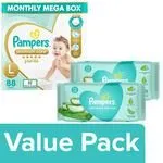 Pampers Premium Care Diaper Pants Large 88 pcs with Baby Wet Wipes 72 pcs Pack Of 2