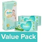 Pampers Premium Care Diaper Pants Large 44 pcs with Baby Wet Wipes 72 pcs Pack Of 2