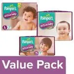 Pampers Active Baby Tape Style Diapers – L 78 pcs with M 90 pcs with XL 56 pcs