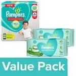 Pampers Diaper Pants XXXL 23 pcs with Baby Gentle Wet Wipes 72 pcs Pack Of 2
