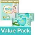 Pampers Premium Care Diaper Pants Large 132 pcs with Baby Wet Wipes 72 pcs Pack Of 2