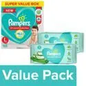 Pampers Large Diaper Pants 168 pcs with Baby Wet Wipes 72 pcs Pack Of 2