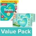 Pampers Lotion With Aloe Vera – Diaper Pants M 152pcswithBaby Wet Wipes 72pcs Pack Of 2