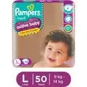 Pampers Active Baby Taped Diapers – Soft Up To 12 Hours Absorption 5 Star Skin Comfort Large