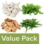 Fresho Coriander Leaves 100 g with Garlic 250 g with Ginger 250 g with Chilli Green Long 250 g