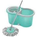 Spotzero Spin Mop and Bucket With Wheels – Plastic Clip Lock Handle Aqua Green