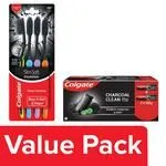 Colgate Charcoal Clean Toothpaste 120g X 2 with Slim Soft Charcoal Toothbrush 4 pcs
