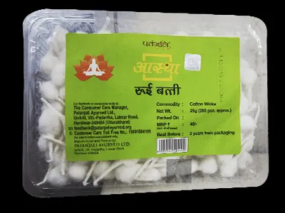 Patanjali Aastha Cotton Wicks Plain 25G