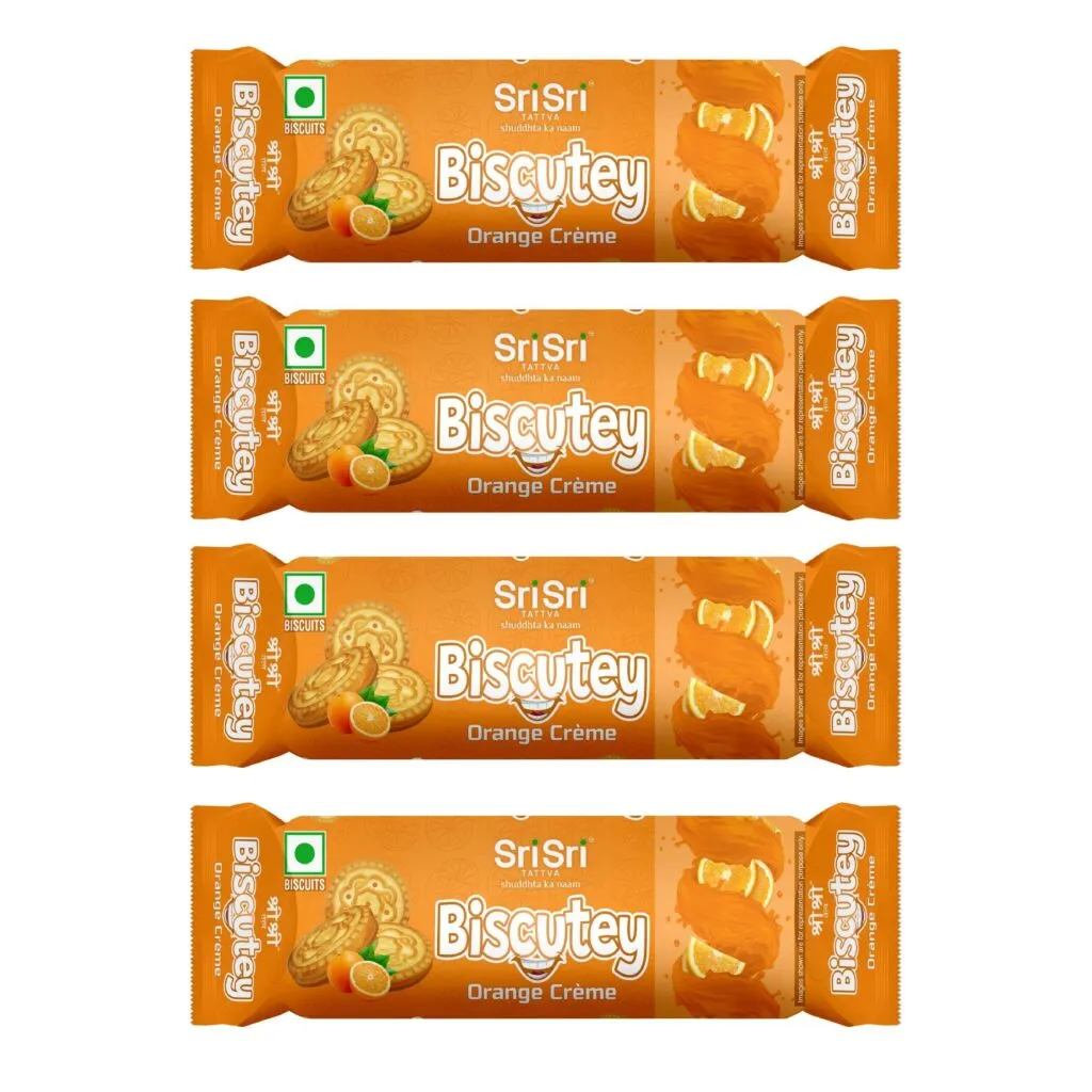 Sri Sri Tattva Biscutey Orange Creme, 60g (Pack of 4)