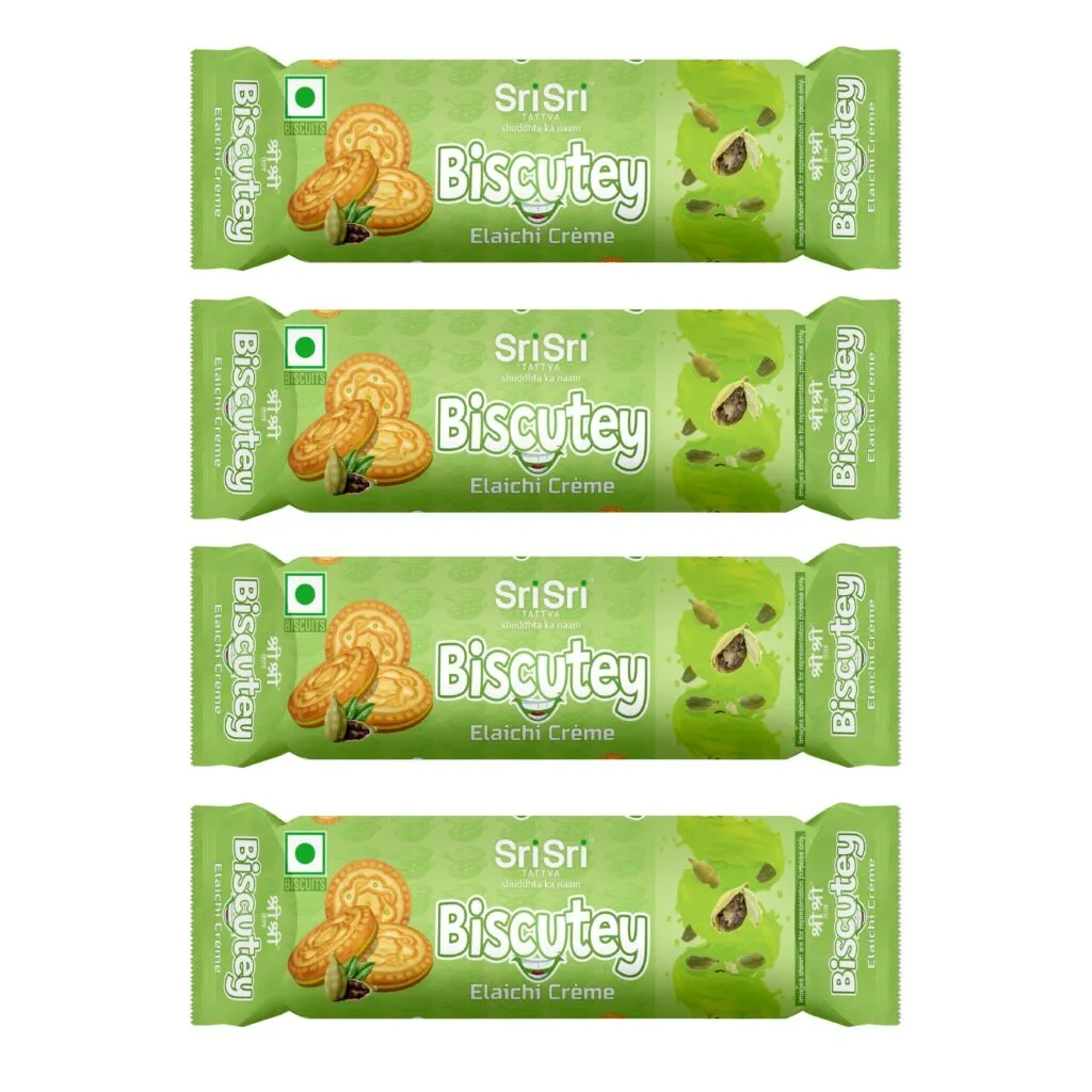Sri Sri Tattva Biscutey Elaichi Creme, 60g (Pack of 4)
