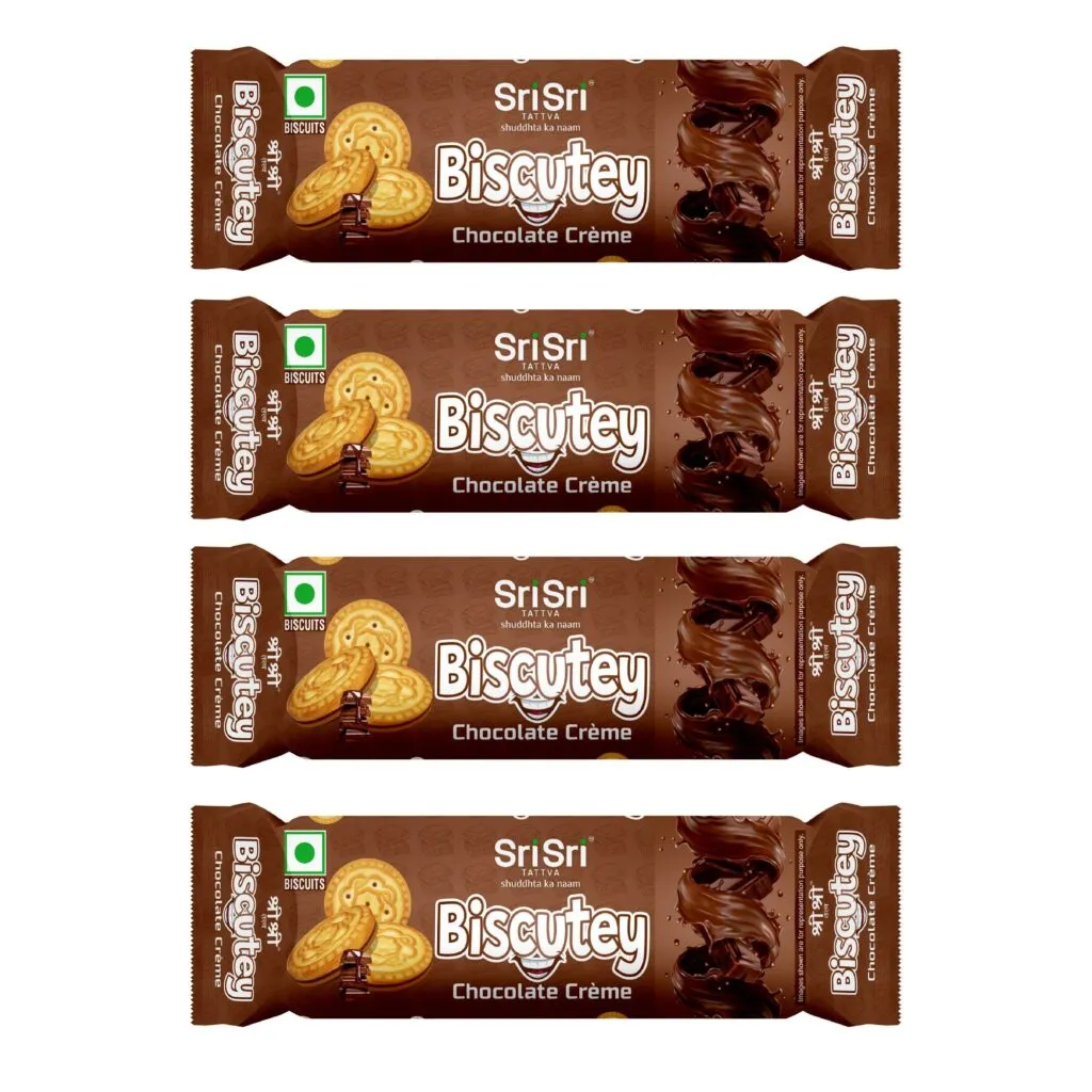 Sri Sri Tattva Biscutey Chocolate Creme, 60g (Pack of 4)