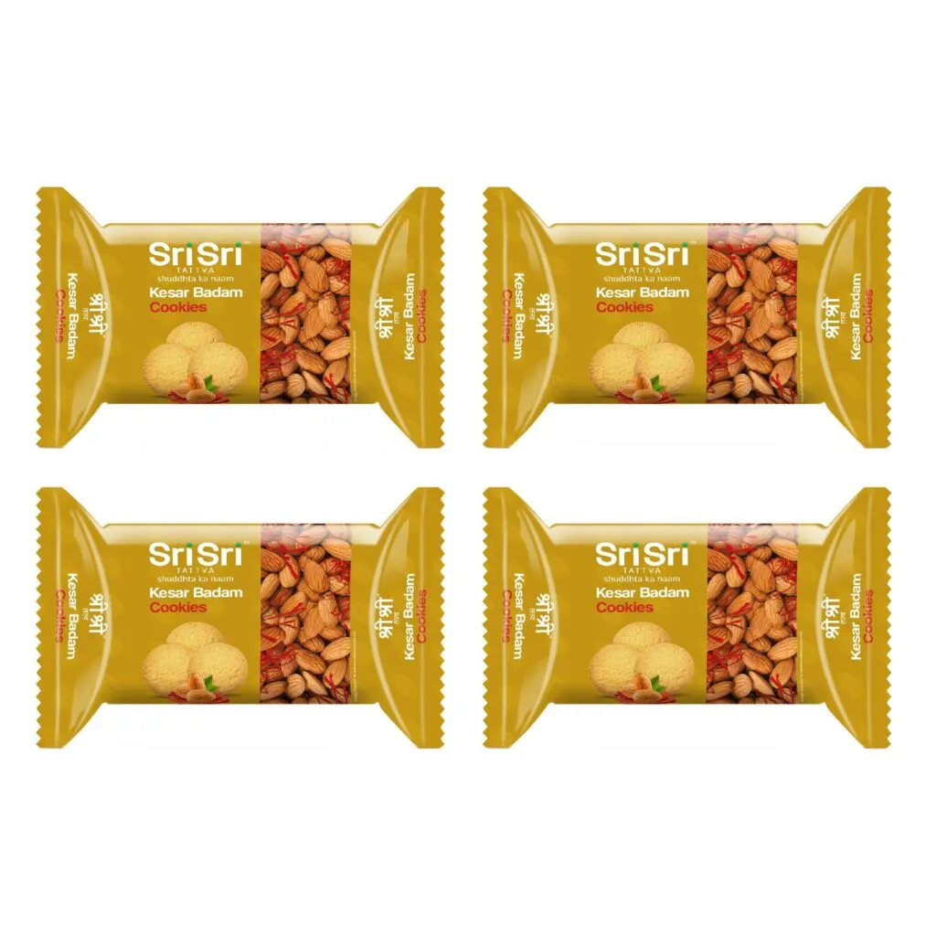 Sri Sri Tattva Kesar Badam Cookies, 50g (Pack of 4)
