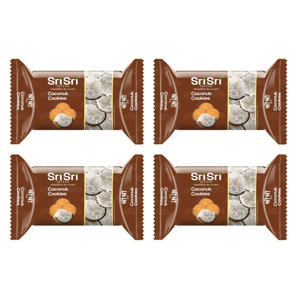 Sri Sri Tattva Coconut Cookies, 50g (Pack of 4)