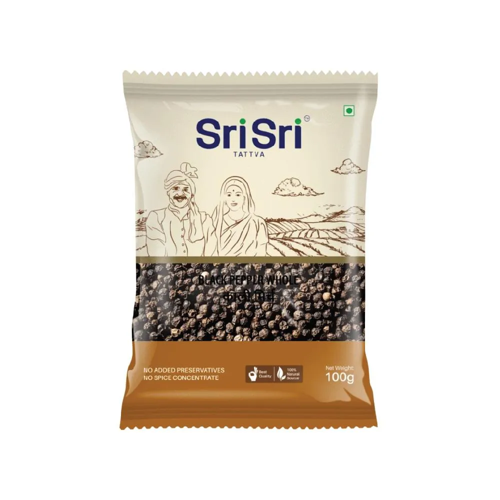 Sri Sri Tattva Black Pepper Whole – Kali Mirch, 100g
