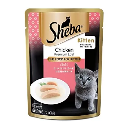 Sheba Kitten Chicken Pouch 70 G   Pack Of 24   – Ecom Pack Adult Cat 1.68kg