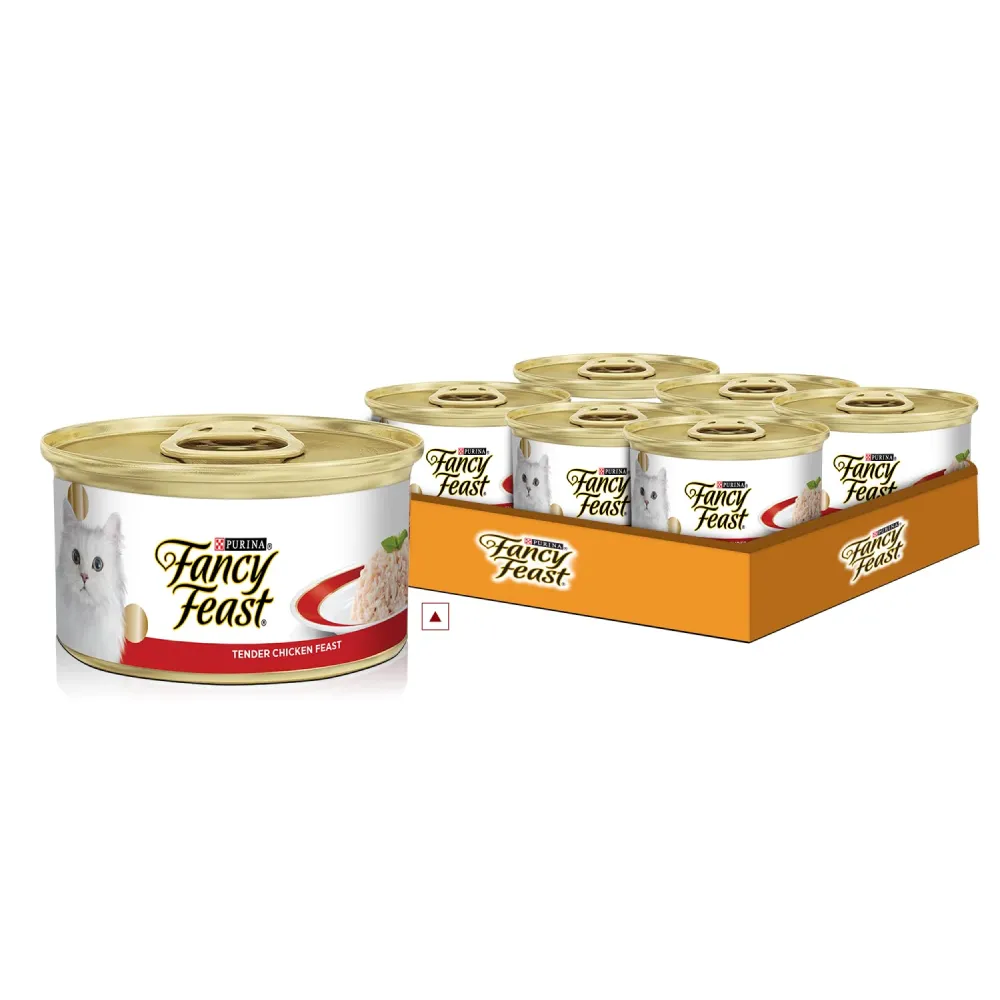 Fancy Feast Tender Chicken Feast Tin Pack Of 5  with  1 Free Tin – 510 G Adult Cat 510g