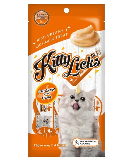 Rena  s Kitty Licks Chicken Creamy Treats   4 Tubes X 15 G   All Ages 60g