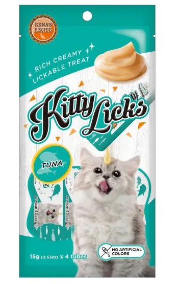 Rena  s Kitty Licks Tuna Creamy Treats   4 Tubes X 15 G   All Ages 60g