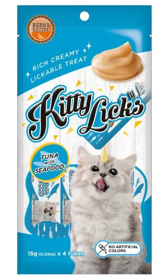 Rena  s Kitty Licks Tuna With Seafood Creamy Treats   4 Tubes X 15 G   All Ages 60g