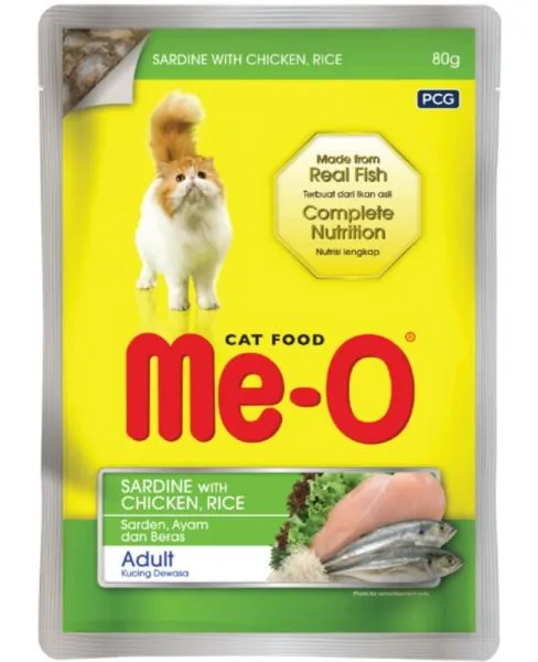MeO Sardine with Chicken  and  Rice   Pouch   Adult Cat 80g