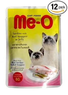 MeO Sardine with Red Snapper in Jelly   Pouch   pack of 12 Adult Cat pack of 12