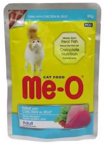 MeO Tuna with Chicken in Jelly   Pouch   pack of 12 Adult Cat pack of 12