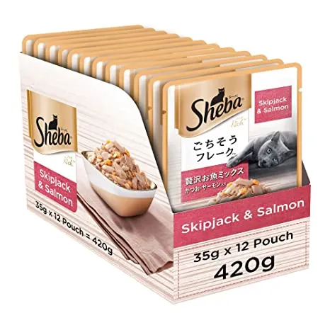Sheba Skipjack and Salmon –   Pouch   pack of 24 Adult Cat Pck of 24