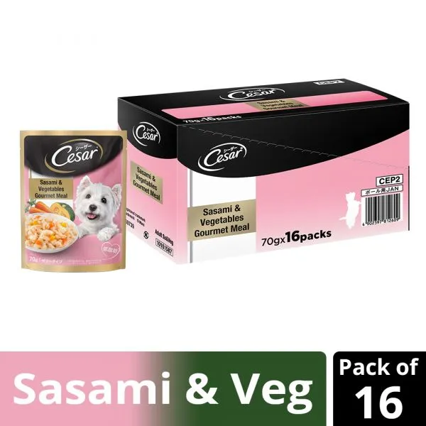 Cesar Sasami  and  Vegetables Gourmet Meal –  Pouch  Pack of 16 Adult Dog