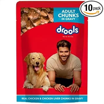 Drools Adult Chicken Chunks In Gravy 150 G  Pack Of 15  Adult Dog