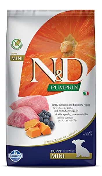 Farmina N and D Pumpkin Lamb Pumpkin And Blueberry Grain Free Mini Puppy Dry Food Puppy 800g