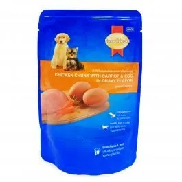 Smart Heart Chicken Chunks With Carrot  and  Egg In Gravy Flavor – Pouch Adult Dog 80g