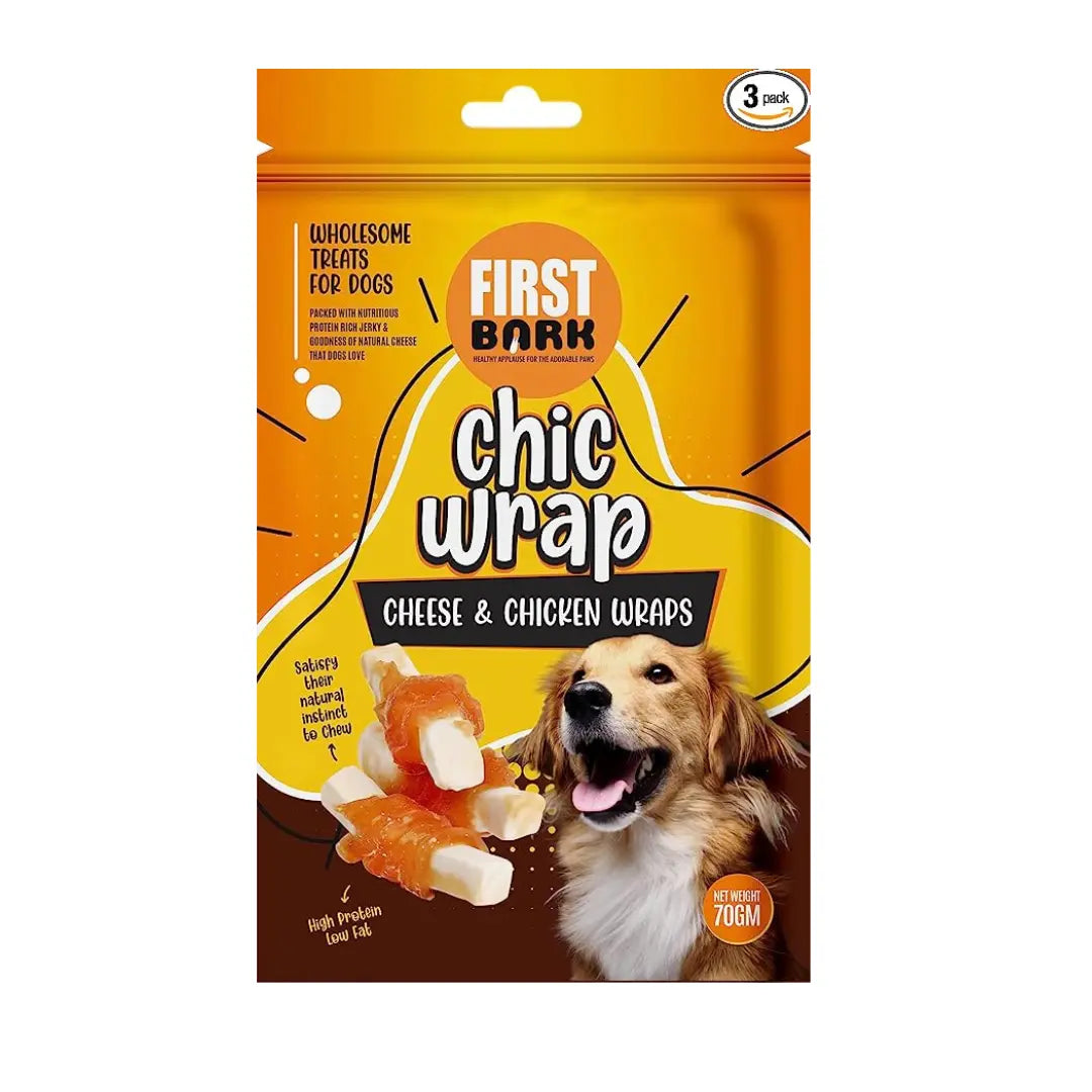 First Bark Chic Wrap Cheese  and  Chicken Wraps Adult Dog 70g
