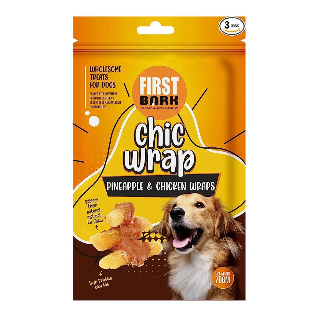 First Bark Chic Wrap Pineapple  and  Chicken Wraps Adult Dog 70g